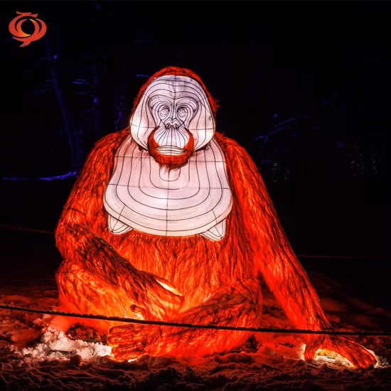 屋外中国布生地動物ランタン